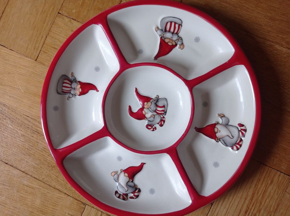 Talerz świąteczny ze skrzatami