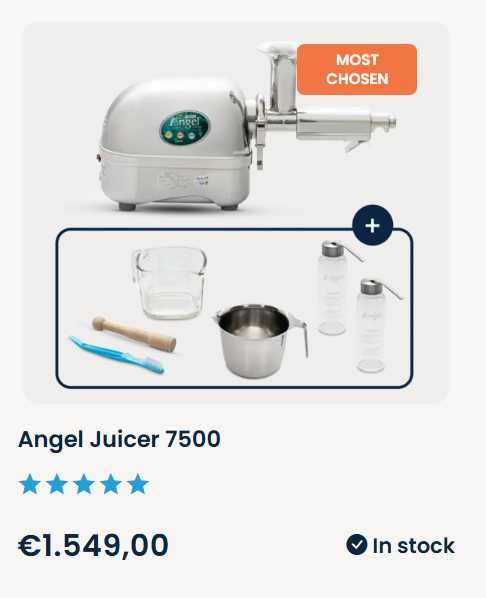 Angel Juicer 7500 – Extrator Profissional de Sumo a Frio (Pouco Uso)