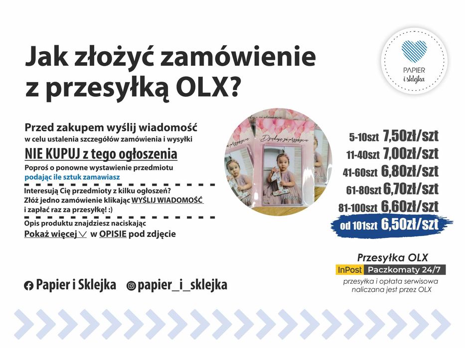 Podziękowania dla gości Chrzest Święty Magnes ze zdjęciem