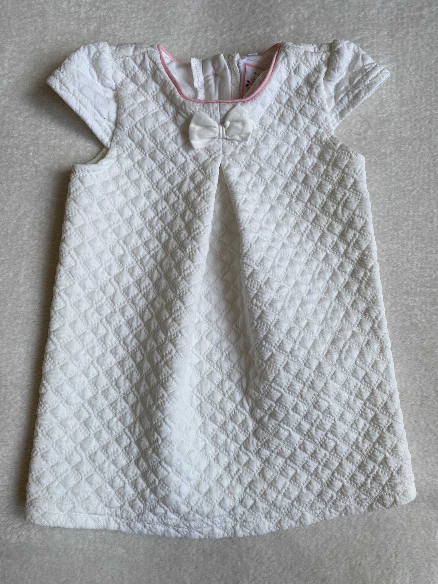 Piękna biała sukienka okolicznościowa do chrztu - rozm. 68 cm
