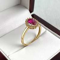 ZŁOTY pierścionek MARKIZA z różowym oczkiem PR. 585 (14K) rozmiar 17