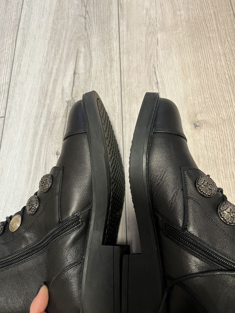 Ботинки натуральная кожа черные новые сапоги зимние байка осенние