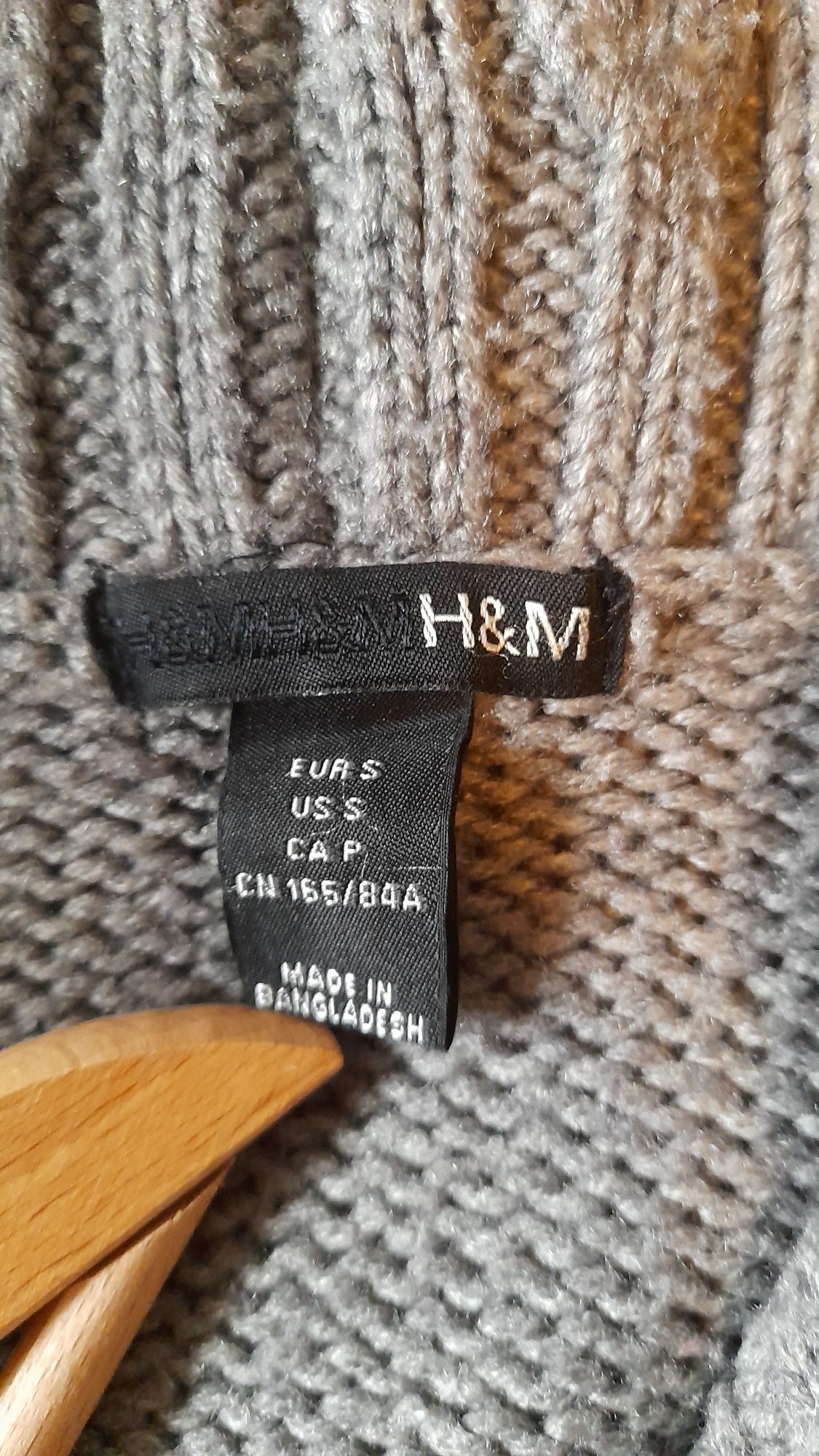 Sweter kardigan H&M rozm. 36 S szary, długi