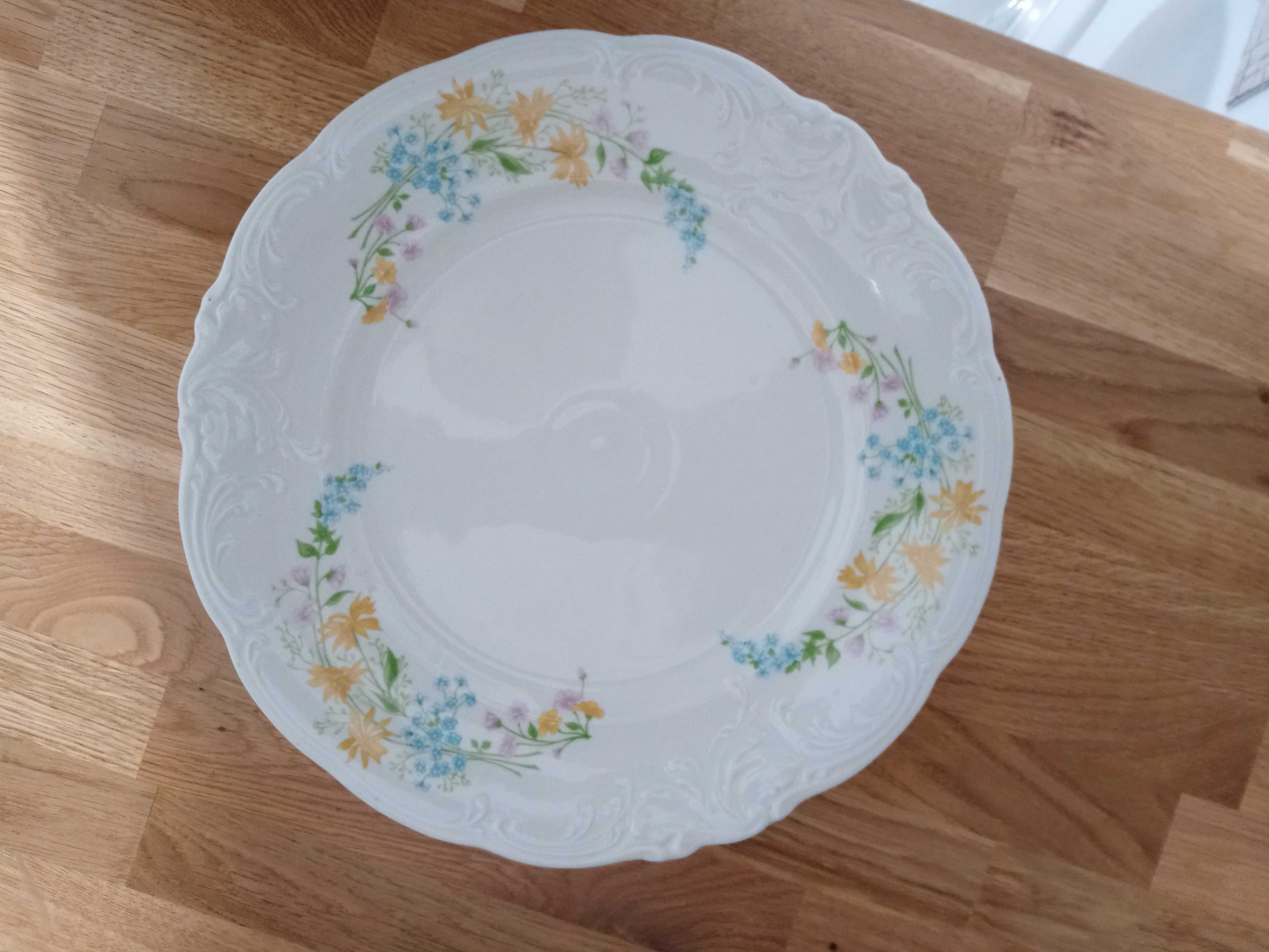 Porcelana Wałbrzych 32cm sygnatura patera talerz dekor retro kwiaty