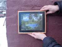 Картина-хамелеон - Пальмы на берегу, переливается, с рамкой стеклом