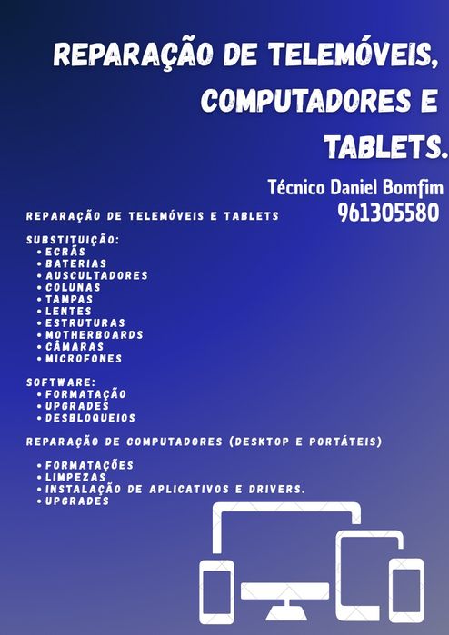 Reparação de Telemóveis, Portáteis, Computadores e outros eletrónicos
