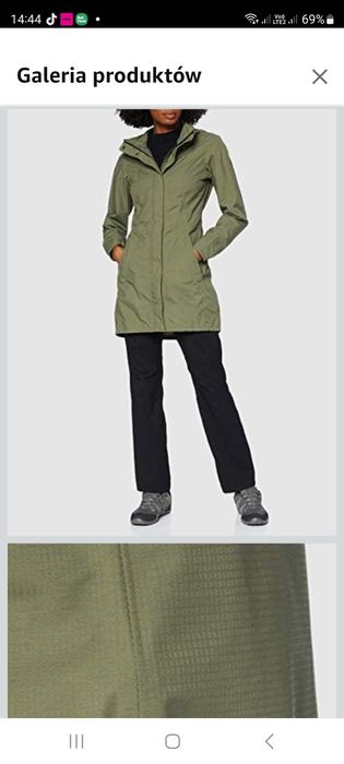 Zielony plaszcz 36 vaude kapsiki coat II 2 membrana