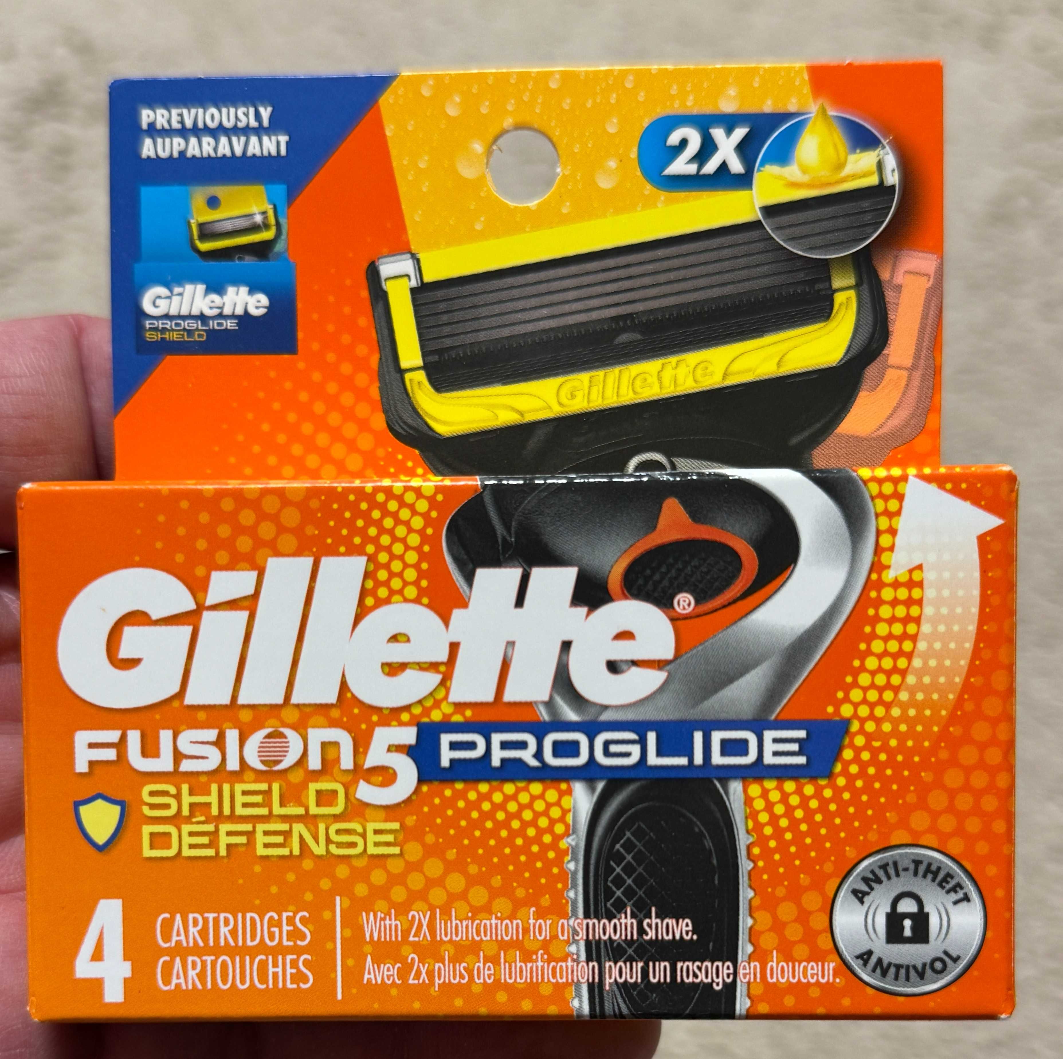 100%Оригинал из США Gillette Fusion Proglide SHIELD 4шт картриджи леза