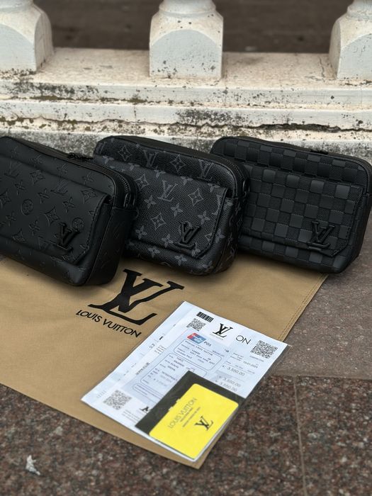 Барсетка Луи Витон через плечо мужская сумка Louis Vuitton кожаная топ