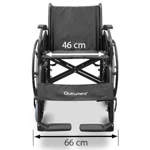 Quirumed cadeira de rodas dobrável de aço largura 46 cm travões NOVO