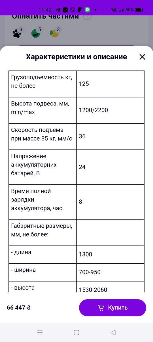 Підйомник для інвалідів пересувний з гідровлічним приводом