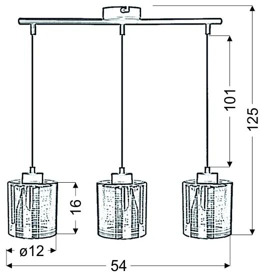 Lapa wisząca,ąca COX 3X60W E27 Chrom