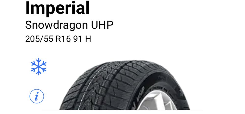 Set 4x Imperial Snowdragon UHP 205/55R16 91 H + prezent 2xLED H7