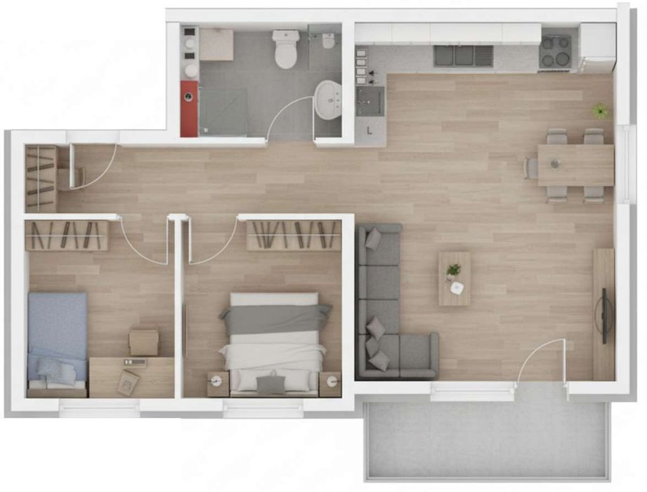 Mieszkanie nr 5 – I piętro 64,24 m², balkon 7 m²