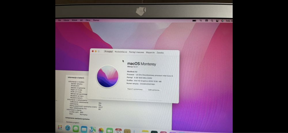 Apple MacBook Air 13  2015 r i5/8GB/ 120 ssd big sur