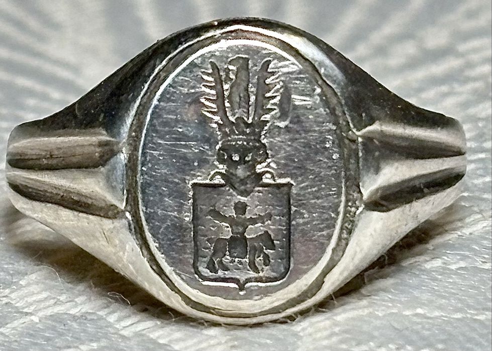 Sygnet pieczętny Herbu Rawicz srebro przełom XIX / XX wieku