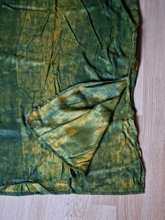 Letnia długa suknia boho, afrykańska tunika zielona złoty haft