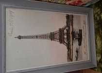 Quadro rústico de Paris - Torre Eiffel -excelente estado