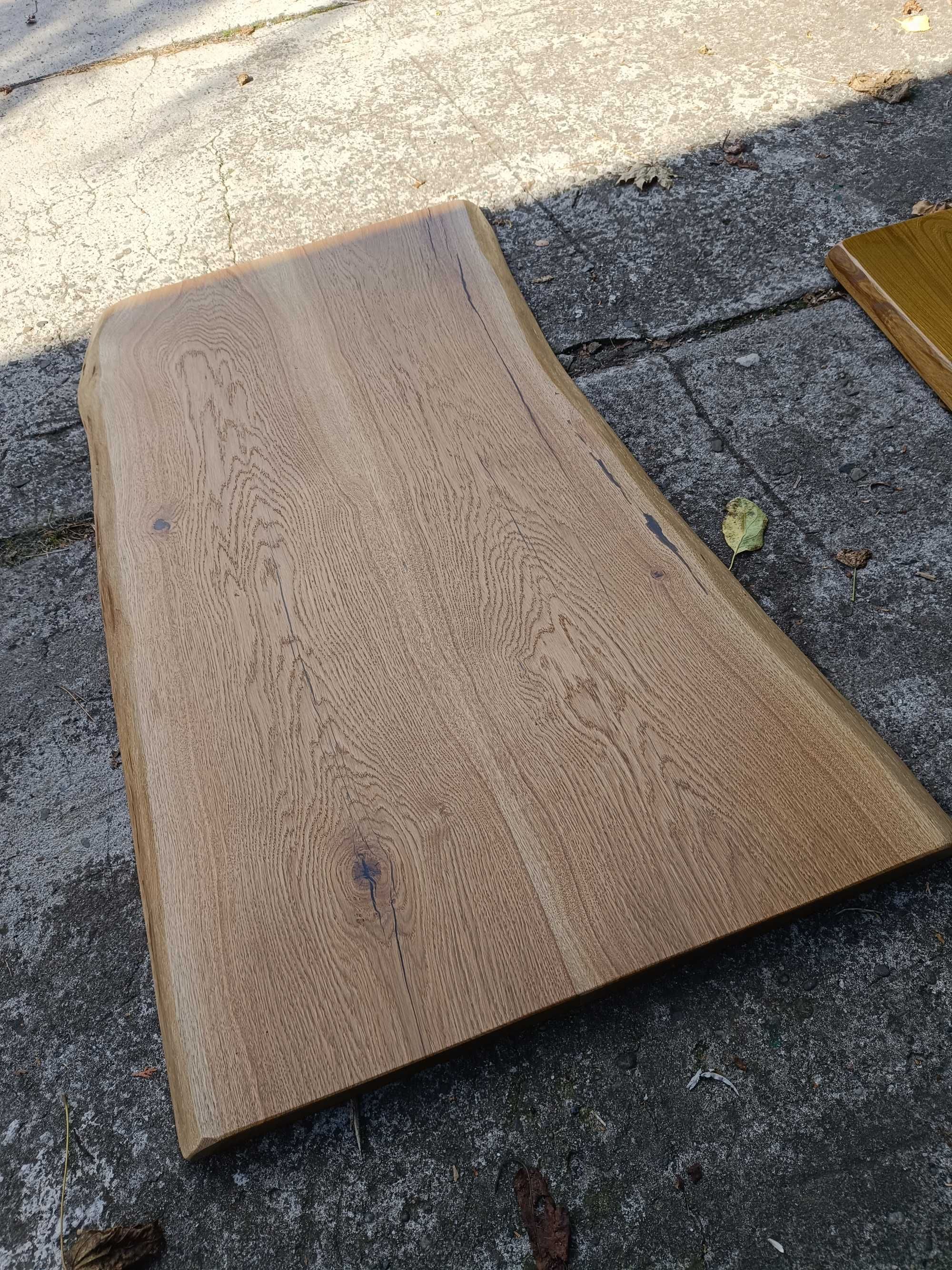 Rustykalny blat dębowy na biurko ławę Live Edge 130x73