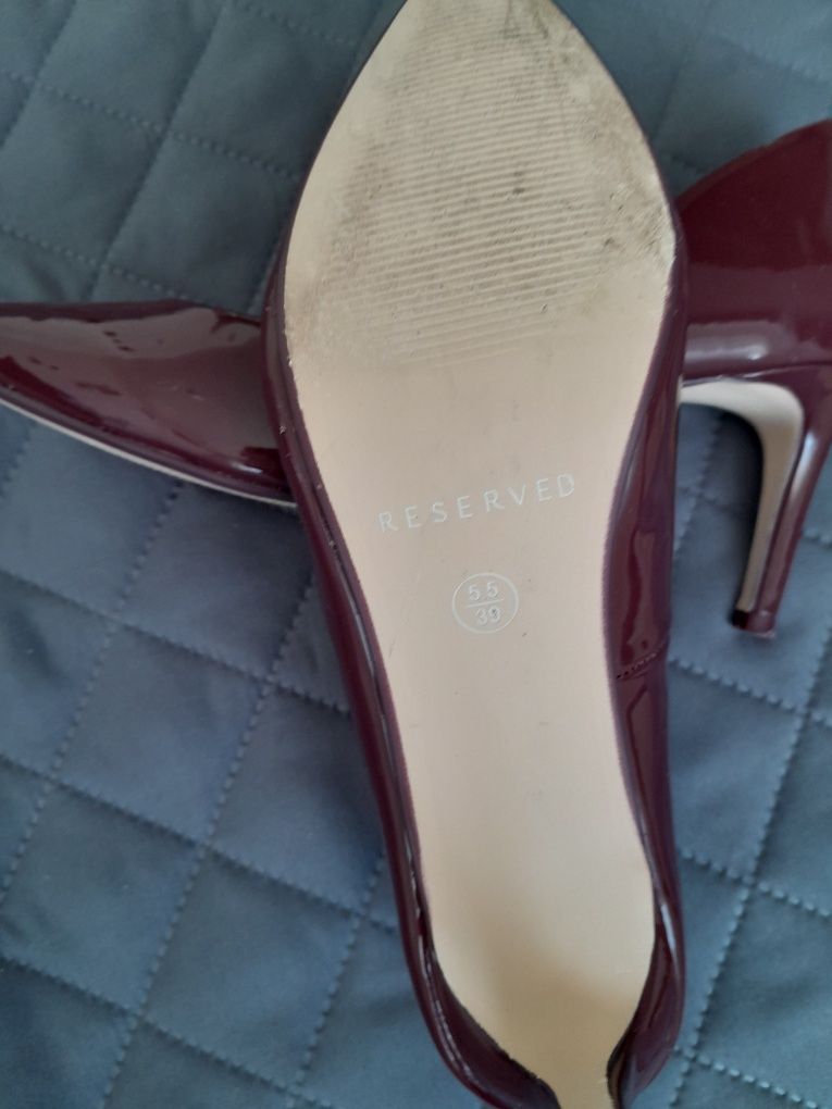 Buty, czółenka , szpilki bordowe, lakierki