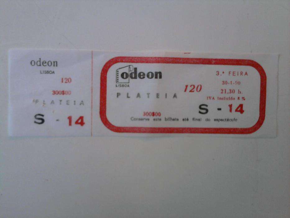 Bilhete cinema antigo Odeon