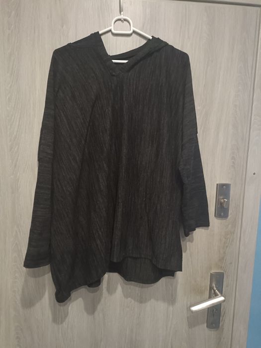 Bluzka z kapturem 54 56 Plus size grafit melanż