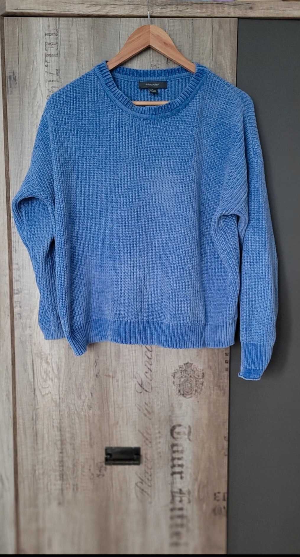 Niebieski welurowy sweter sweterek Primark 38 M