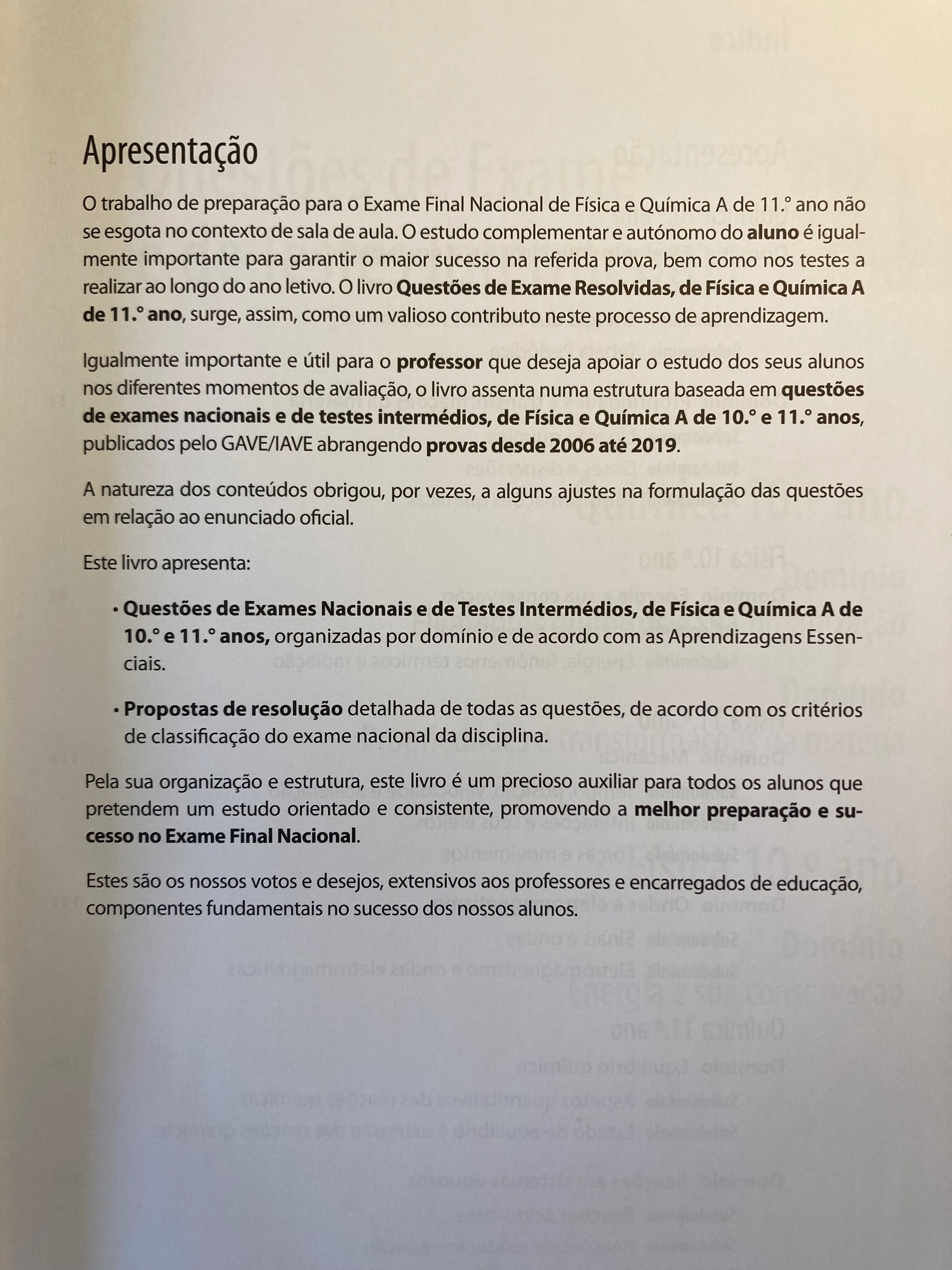 Preparação Exame Física e Química A (10.° e 11.° anos)