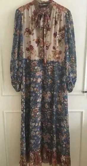 LUX, ZARA, Sukienka patchworkowa w kwiaty, XS