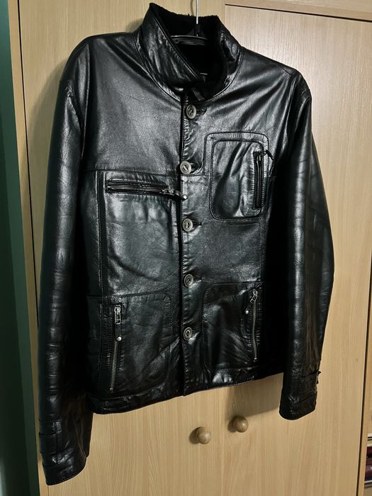 Кожаная дубленка размер М