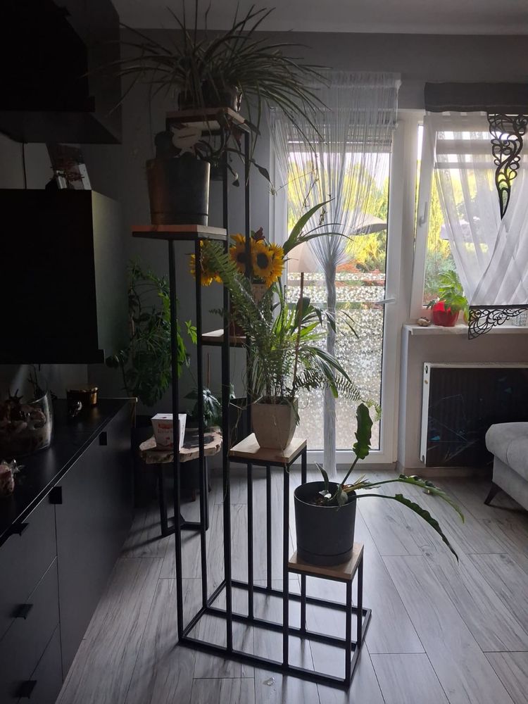 Kwietnik wysoki stojący 170cm loft skandynawski stojak półki drewniany