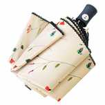 CUBY Parasol Damski Mini Składany Beżowy w Kolorowe Kwiaty Vintage