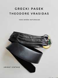 Unikat vintage skórzany pasek szeroki pasek Theodore Vrasidas