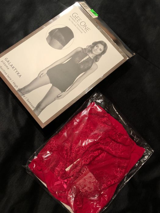 Sexi pidżama piżama komplet bielizna gee one s 36 walentynki karmazyn