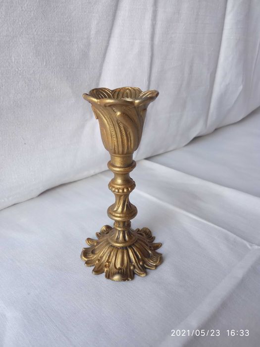 zabytkowy świecznik retro ludwikowski ludwik vintage mosiądz