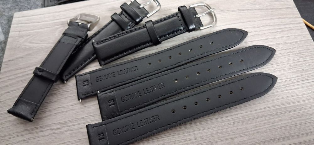 3 szy nowe paski pasek do zegarka 18mm Czarne skóra naturalna
