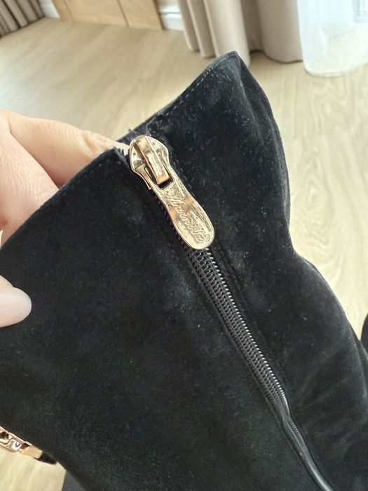 Зимові чоботи ботфорди на танкетці. Цигейка, натуральний замш