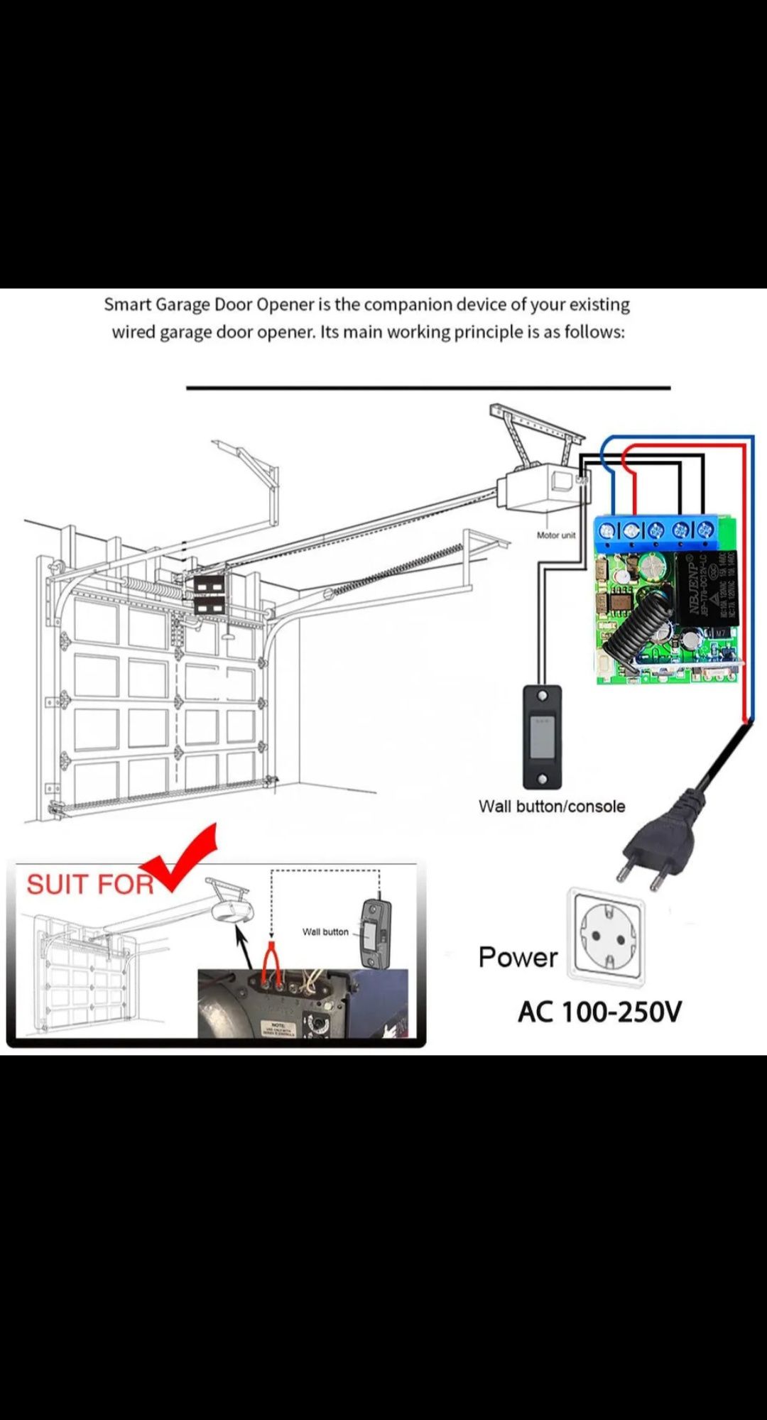 Receptor universal portão porta luzes garagem