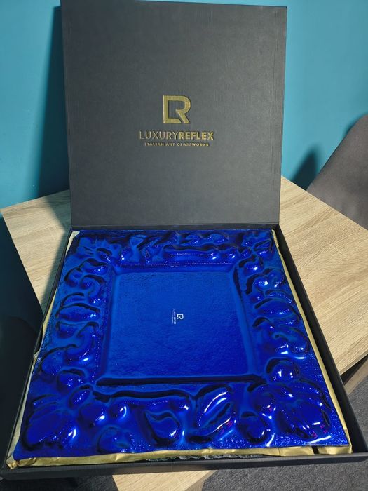 Ekskluzywna szklana patera LUXURY REFLEX – włoska robota, nowa