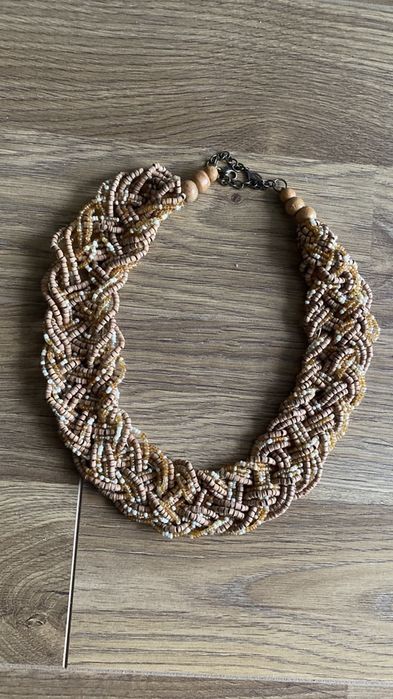 Naszyjnik koraliki  plecione warkocz