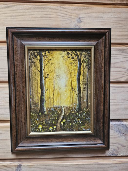 Obraz akrylowy jesienny las magiczny bajkowy 28x34