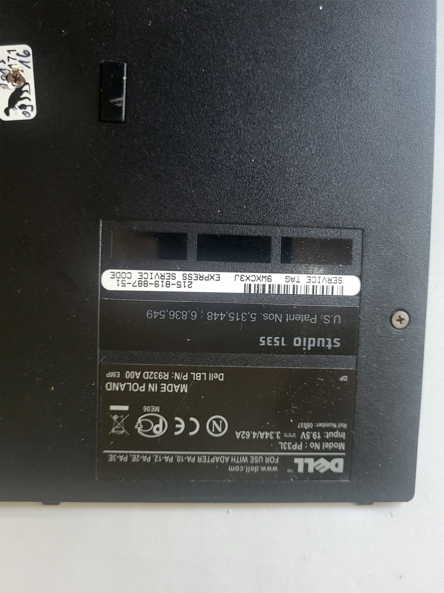 Sprzedam dolną klapkę DELl studio 1535 PP33L.