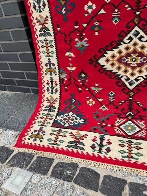 Idealny r. tkany wełniany kilim dywan Art Deco 216x125 galeria 4 tyś