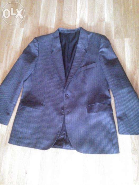 Garnitur męski szary elegancki, wełna r.54 XL