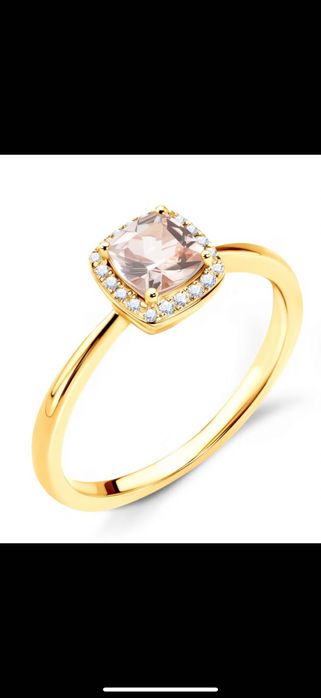 Pierścionek zaręczynowy SAVICKI: złoty, morganit, diamenty
