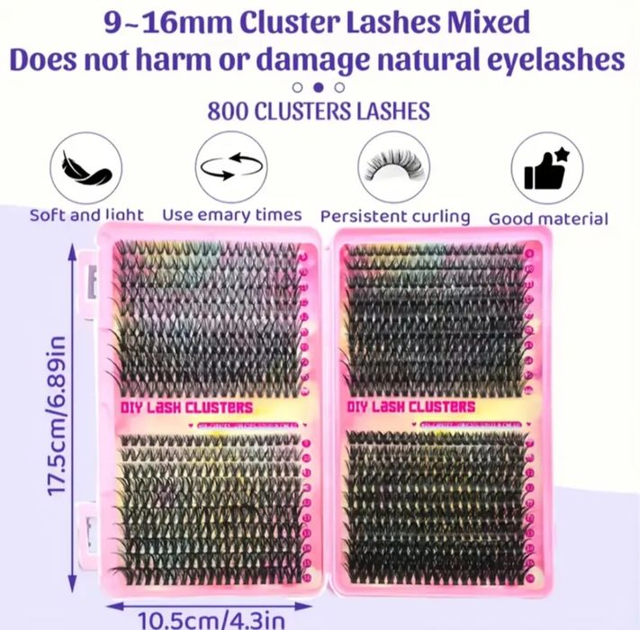 800шт Набір для нарощування накладних вій 800 шт 30D/40D/60D/80D