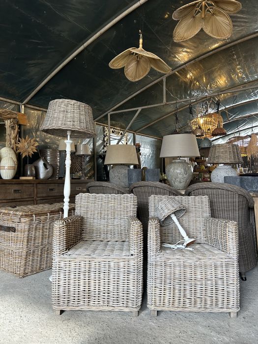 Fotel RATTAN gruba plecionka ratanowy komplet 2szt. farmhouse