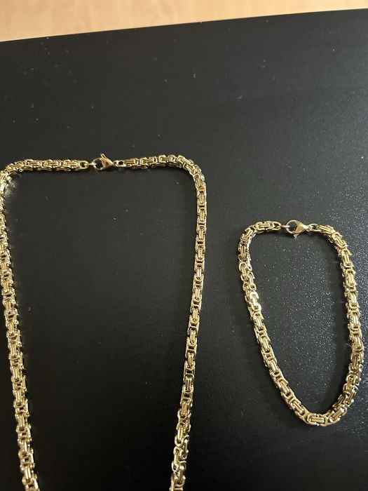 Zestaw łancuszek bransoletka Królewski złoty Nowy pozłacany