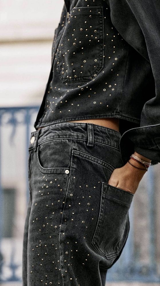 Джинси з камінчиками стразами ZARA 36 розмір