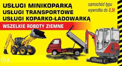 usługi koparko ładowarka, minikoparka Proszowice,Słomniki,Kocmyrzów
